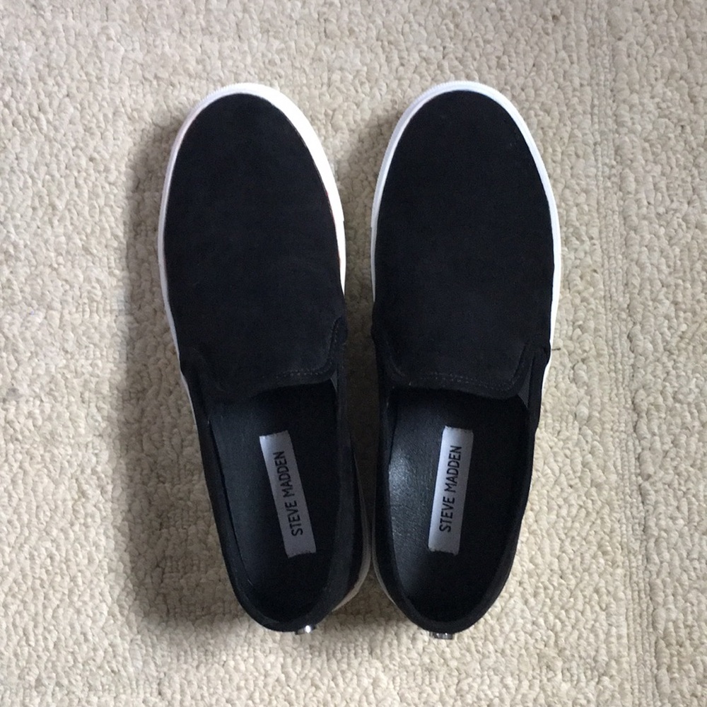 Steve Madden Black Suede Slip Ons